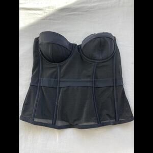 ASOS strapless mesh black corset swim top tankini 32B